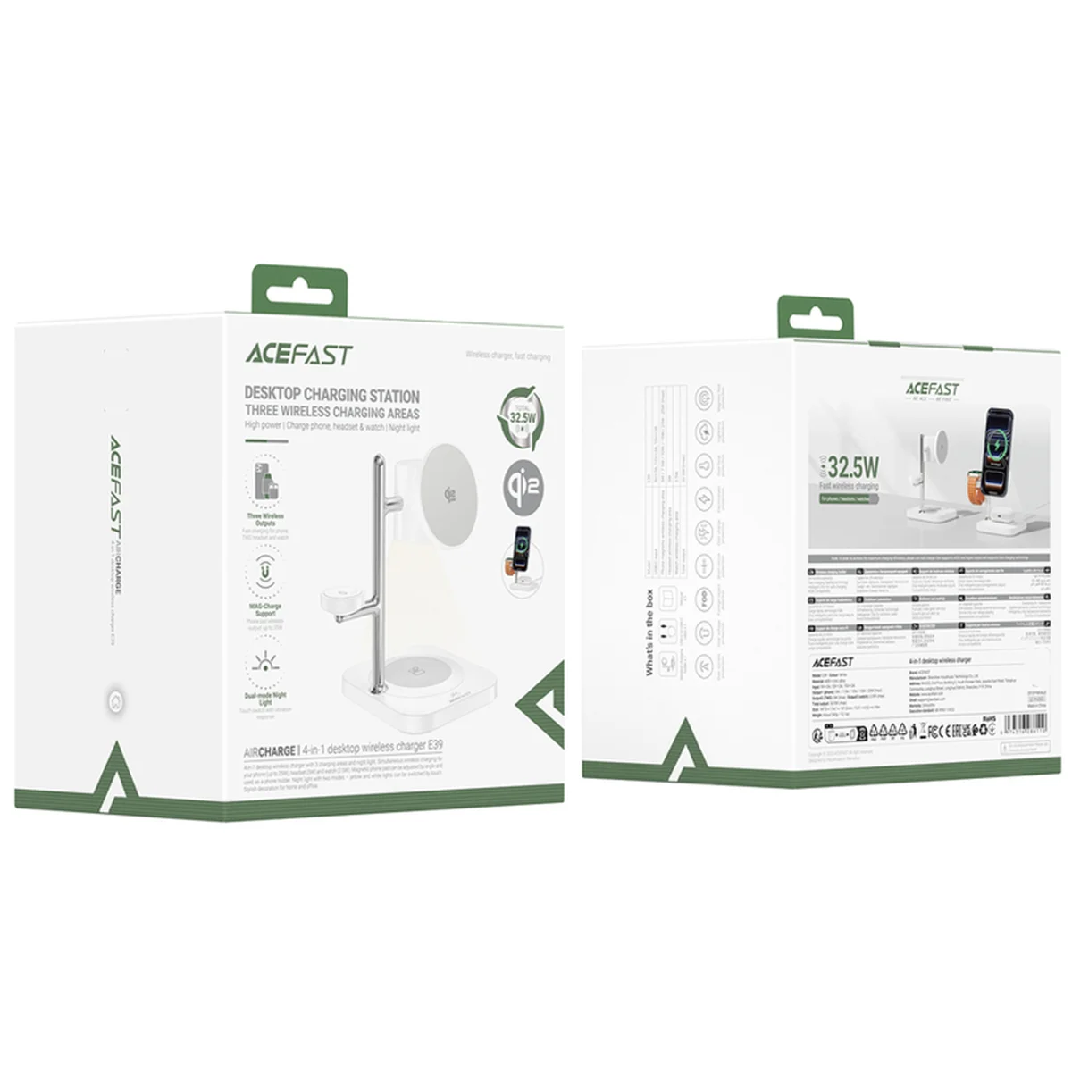 БЗУ Acefast E39 desktop 4in1 Qi2 32.5W White