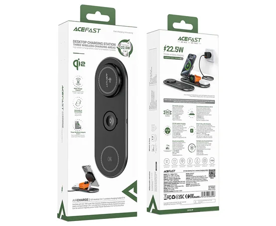 БЗУ Acefast E19 Qi2 desktop 3-in-1 Black