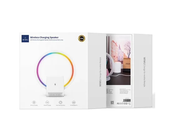 БЗУ WIWU Wi-W021 2 in 1 Wireless Charger+Bluetooth Speaker White