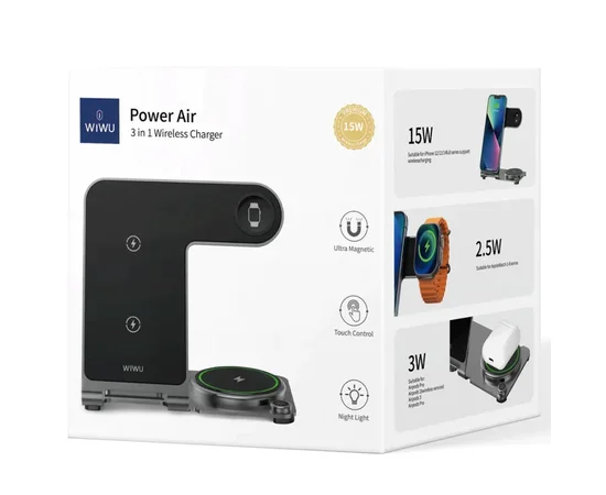 БЗУ WIWU Wi-W005 3 in 1 wireless charger Black