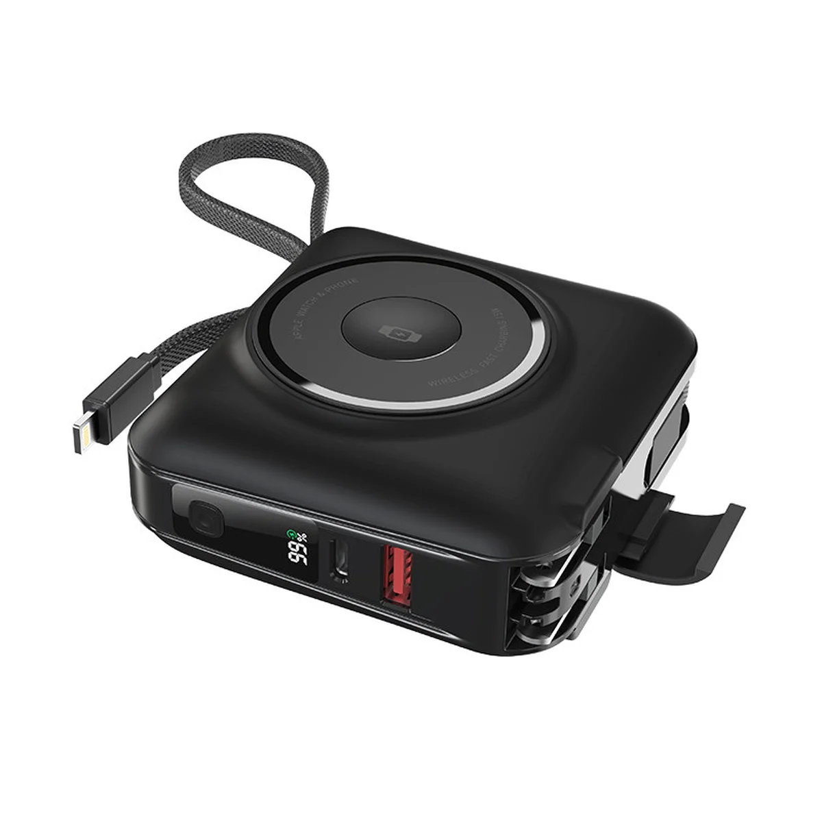 Портативное ЗУ Power Bank WIWU Wi-P051 6 in 1 PD45W с БЗУ 15000 mAh Black