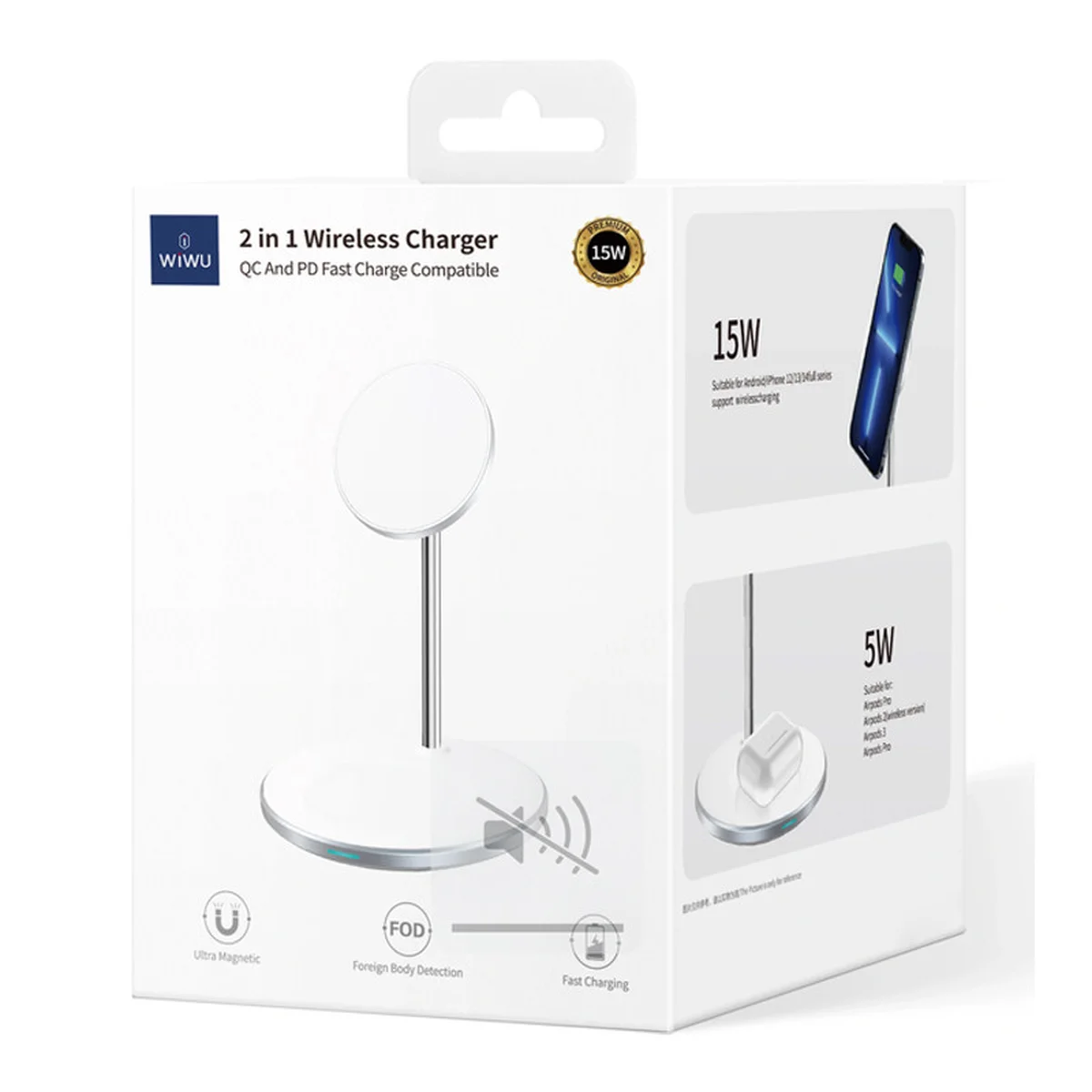 БЗУ WIWU Wi-W019 2 in 1 15W White