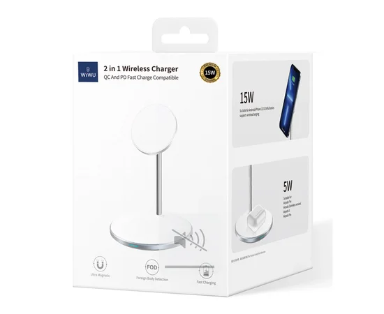 БЗУ WIWU Wi-W019 2 in 1 15W White