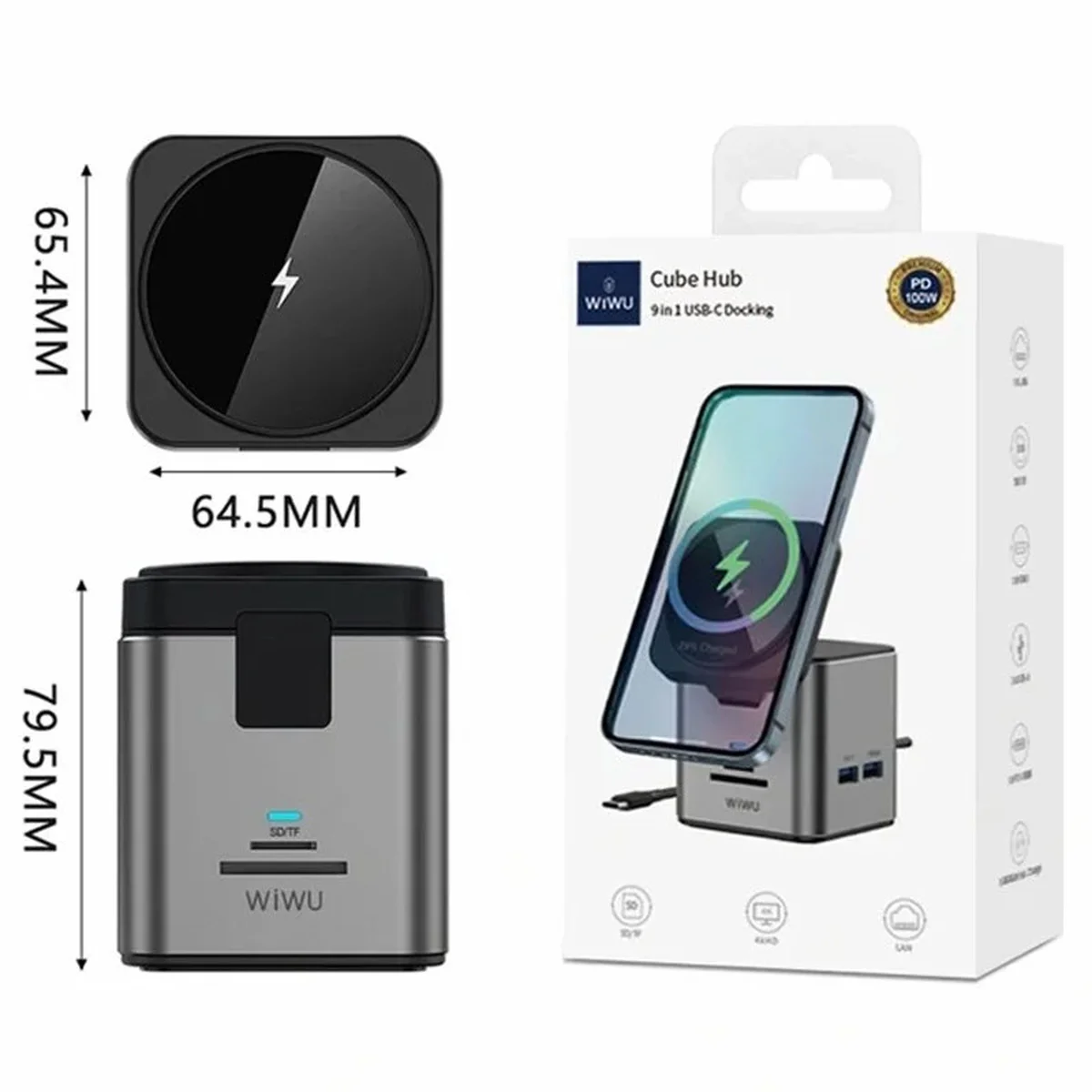 БЗУ + HUB WIWU Wi-W025 Cub 9in1 USB-C Gray