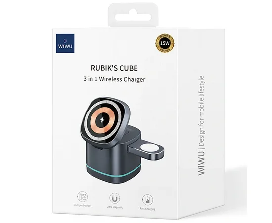 БЗУ WIWU Wi-W024 3 in 1 Wireless Charger Grey