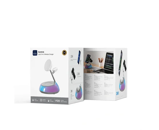 БЗУ WIWU Wi-W036 Aurora 3 in 1 wireless charger White