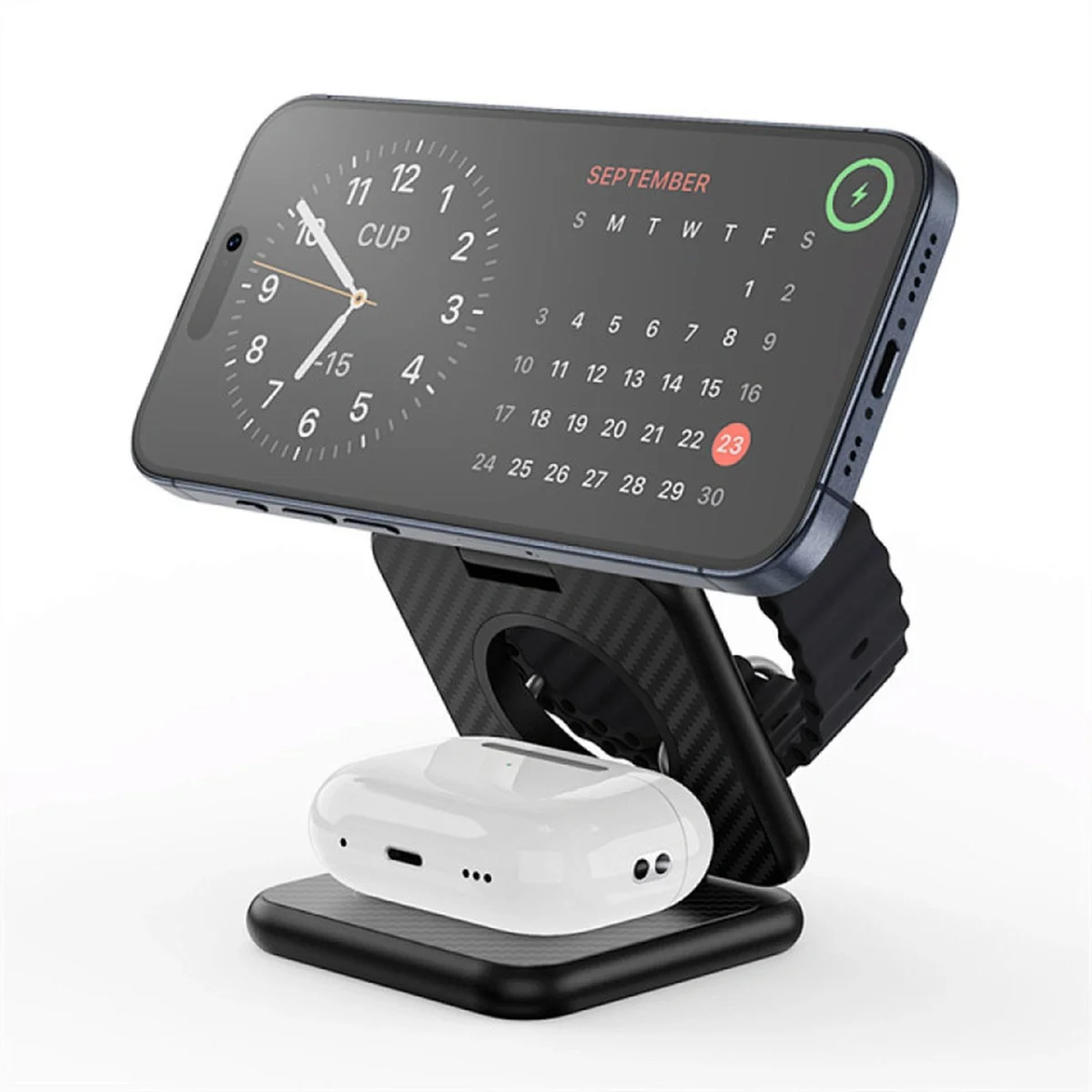 БЗУ WIWU Wi-W035 Mag Go 3 in 1 Wireless Charger Black