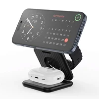 БЗУ WIWU Wi-W035 Mag Go 3 in 1 Wireless Charger Black