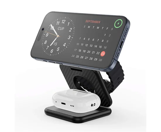 БЗУ WIWU Wi-W035 Mag Go 3 in 1 wireless charger Black