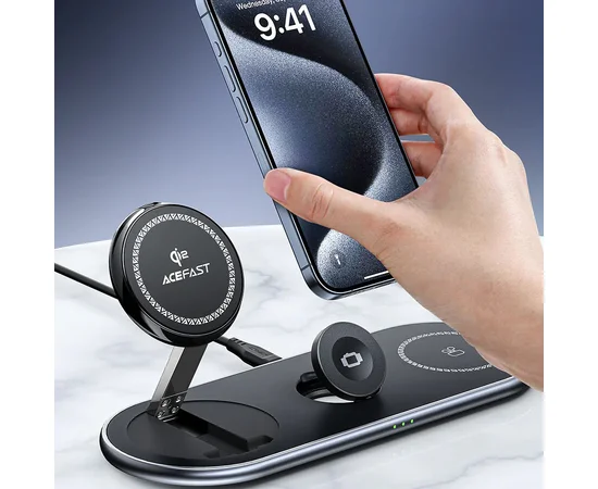 БЗУ Acefast E19 Qi2 desktop 3-in-1 Black