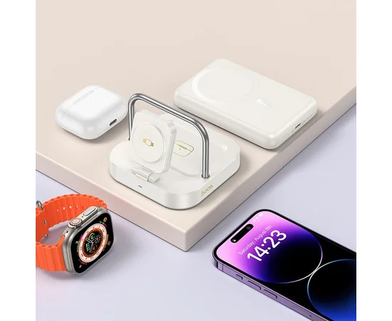 БЗУ Hoco CQ16 Astute 4in1 + Power Bank PD20W 10000 mAh Milky White