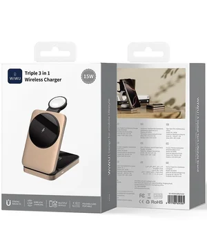 БЗУ WIWU Wi-W038 Triple 3 in 1 wireless charger Gold