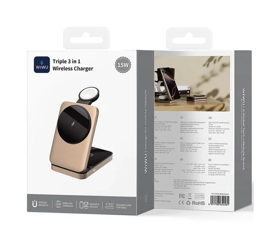 БЗУ WIWU Wi-W038 Triple 3 in 1 Wireless Charger Gold