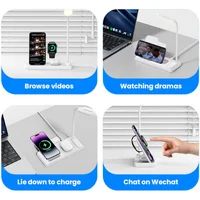 БЗУ Usams US-CD195 15W 4in1 Wireless Charging Holder With Table Lamp White