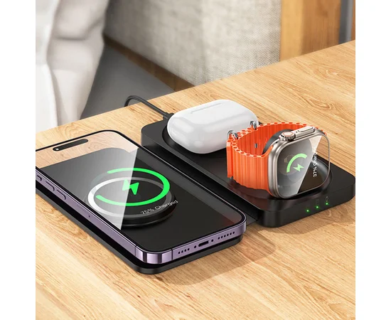 БЗУ Hoco CQ13 Triumph 3in1 travel folding Black