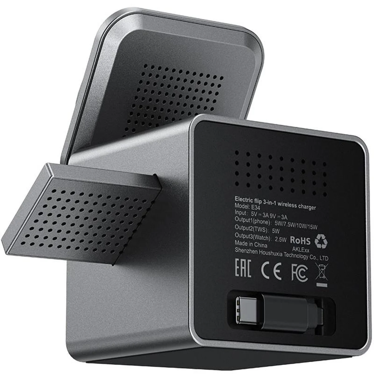 БЗУ Acefast E34 desktop 3in1 15W Gray