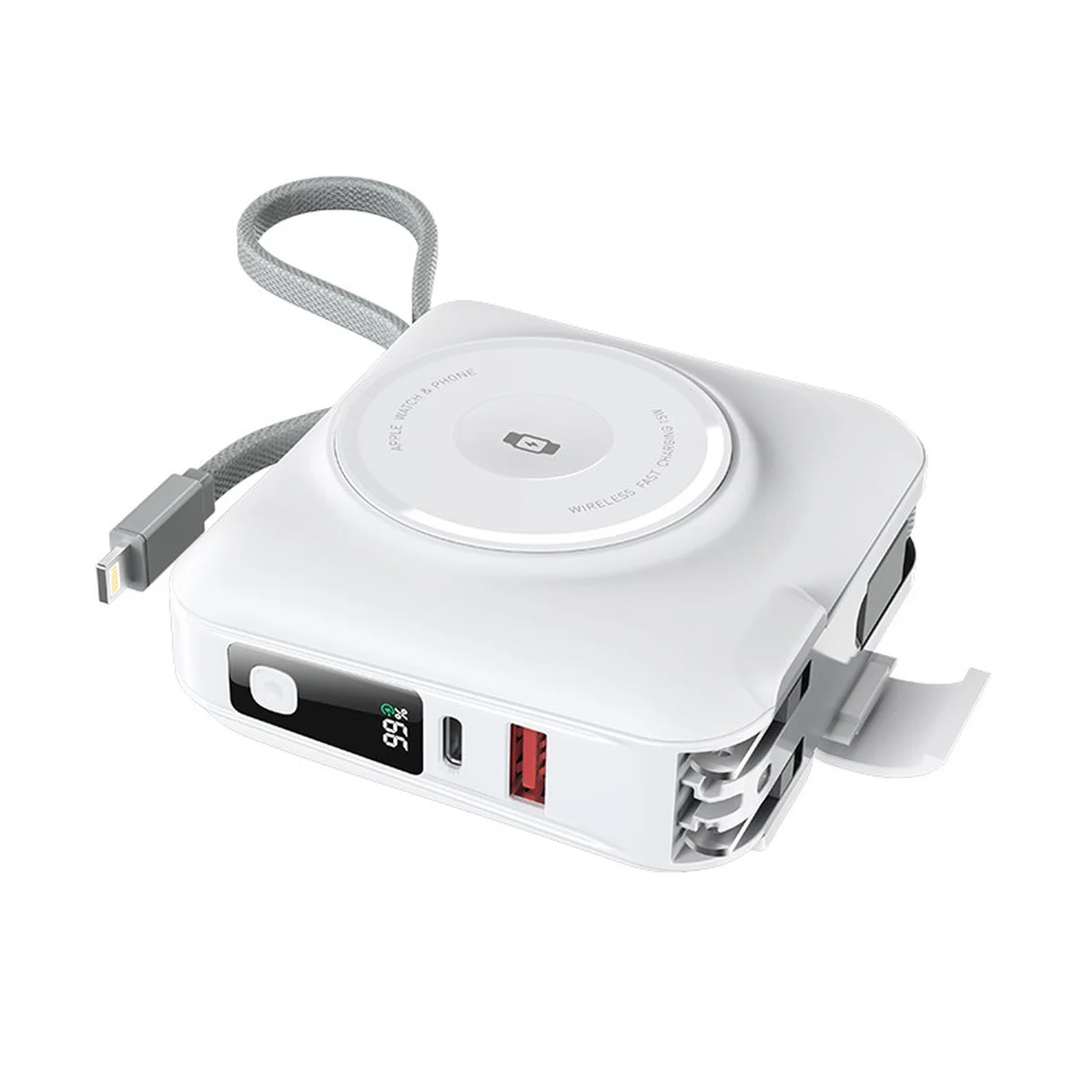 Портативное ЗУ Power Bank WIWU Wi-P051 6 in 1 PD45W с БЗУ 15000 mAh White