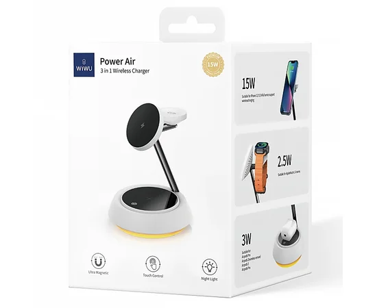 БЗУ WIWU Wi-W002 3 in 1 Wireless Charger White