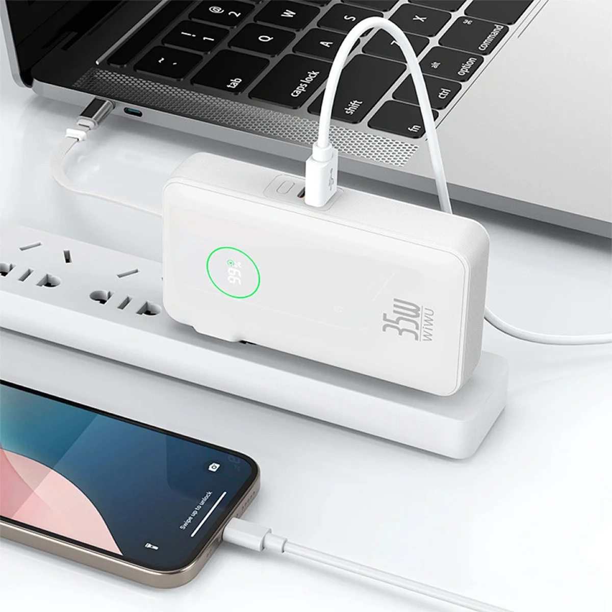 Портативное ЗУ Power Bank WIWU Wi-P049 PD20W with cable 10000 mAh White