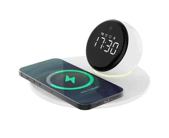 БЗУ WIWU Wi-W017 15W Wireless Charger+Digital Alarm+Bluetooth Speaker White
