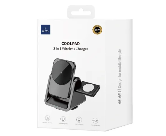 БЗУ WIWU Wi-W018 3 in 1 Wireless Charger Grey