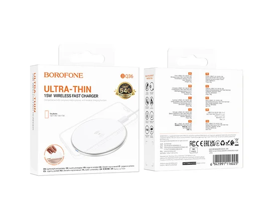 БЗУ BOROFONE BQ36 Juniper ultra-thin 15W White