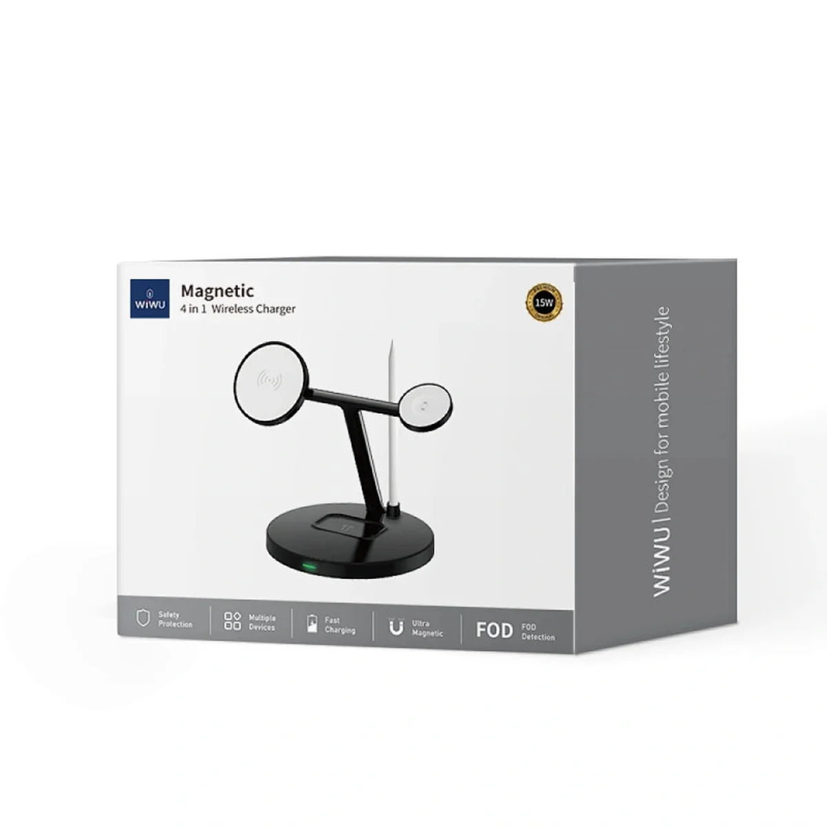 БЗУ WIWU Wi-W032 Magnetic 4 in 1 Cableless Charger Black