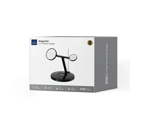 БЗУ WIWU Wi-W032 Magnetic 4 in 1 Cableless Charger Black