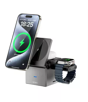 БЗУ WIWU Wi-W030 Planeta Trio 3 in 1 Cableless charger Gray
