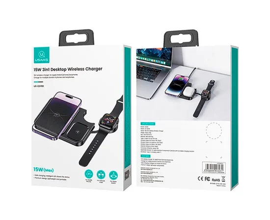 БЗУ Usams US-CD190 15W 3in1 Black