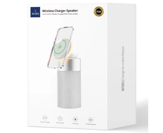 БЗУ WIWU Wi-W022 3 in 1 Wireless Charger+Bluetooth Speaker White