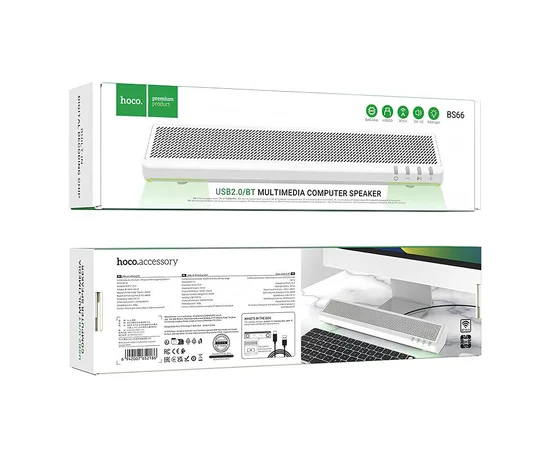 Bluetooth Колонка Hoco BS66 Smooth multimedia computer USB2.0 White