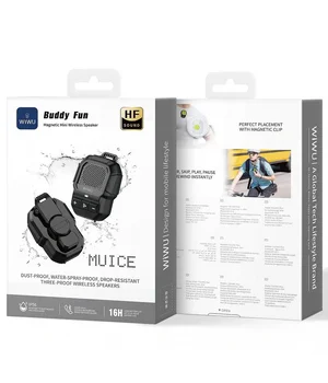 Bluetooth Колонка WiWU SPK-001 Buddy Fun with Magnetic Clip Black Bluetooth Колонка WiWU SPK-001 Buddy Fun with Magnetic Clip Black