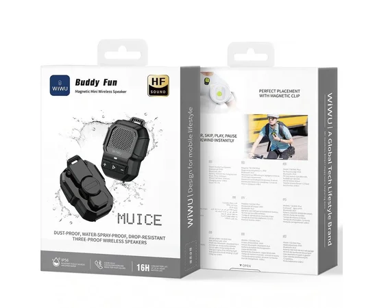 Bluetooth Колонка WiWU SPK-001 Buddy Fun with Magnetic Clip Black