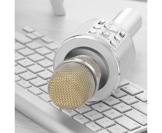 Караоке Микрофон-колонка Hoco BK3 Cool silver