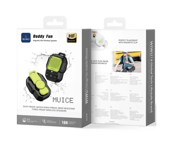 Bluetooth Колонка WiWU SPK-001 Buddy Fun with Magnetic Clip Green