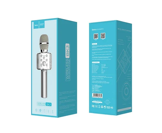Караоке Микрофон-колонка Hoco BK3 Cool silver