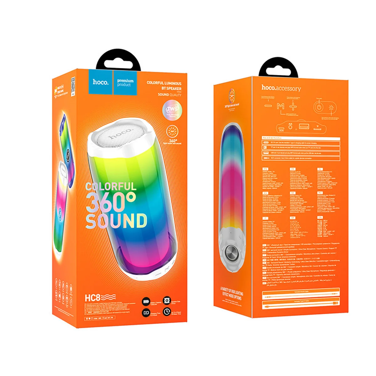Bluetooth Колонка Hoco HC8 Pulsating colorful Білий