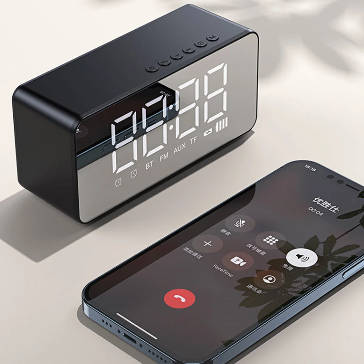 Bluetooth колонка + годинник Usams US-YX007 FM-Tuner AUX BT5.0 Чорний