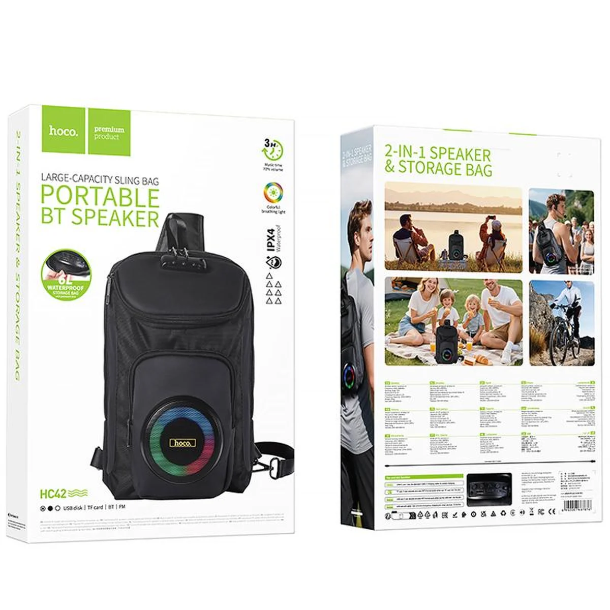 Слинг-рюкзак со встроенной колонкой Hoco HC42 Journey Bass Black