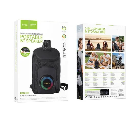 Слинг-рюкзак со встроенной колонкой Hoco HC42 Journey Bass Black