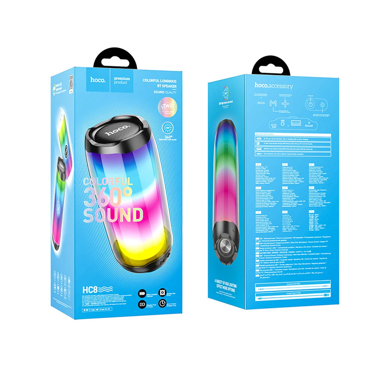 Bluetooth Колонка Hoco HC8 Pulsating colorful Чорний