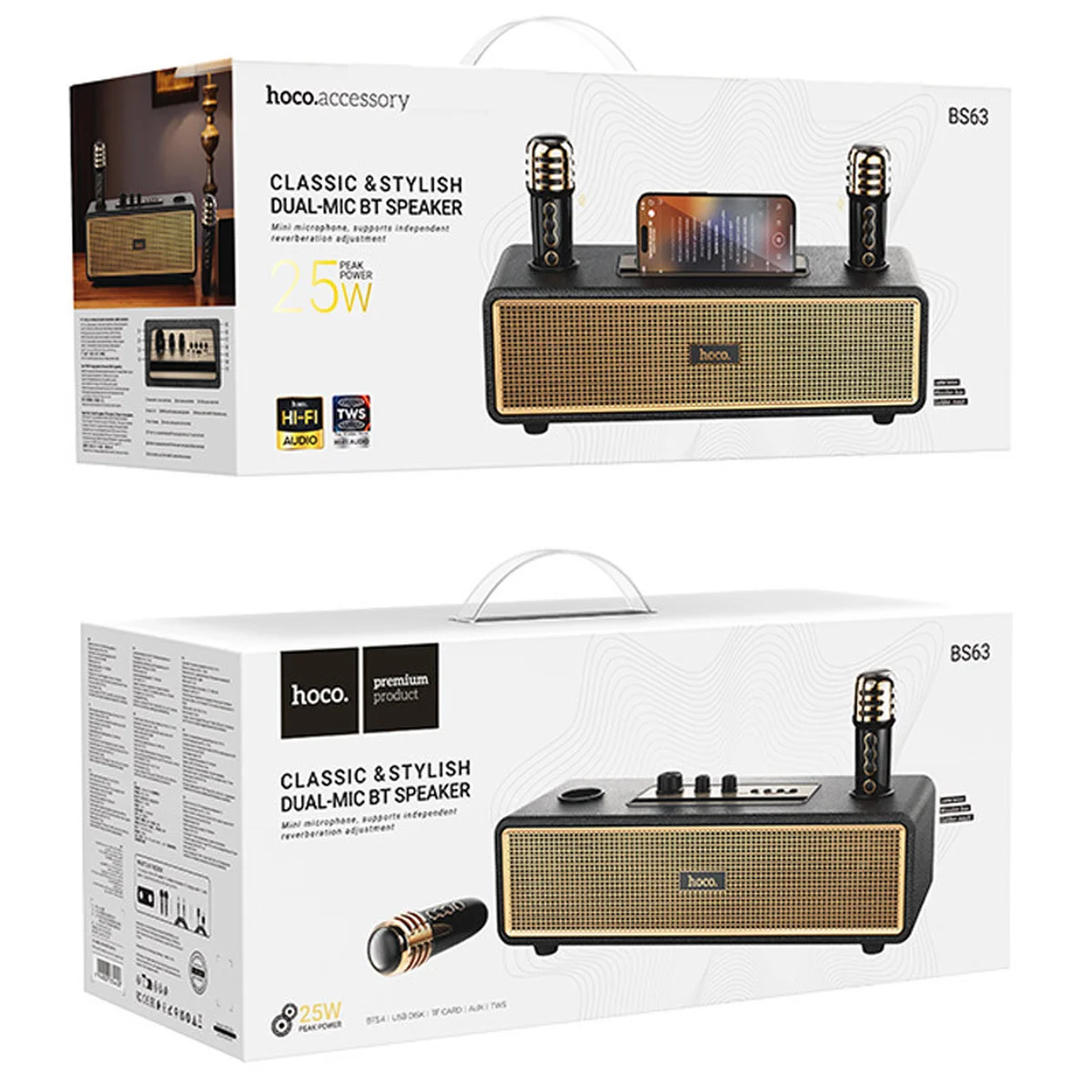 Bluetooth Колонка Hoco BS63 Graceful + два микрофона Black