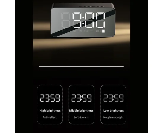 Bluetooth колонка + часы Usams US-YX007 FM-Tuner AUX BT5.0 Черный