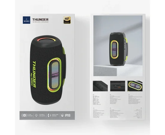 Bluetooth Колонка WIWU H7 Thunder Wireless Portable Speaker Black