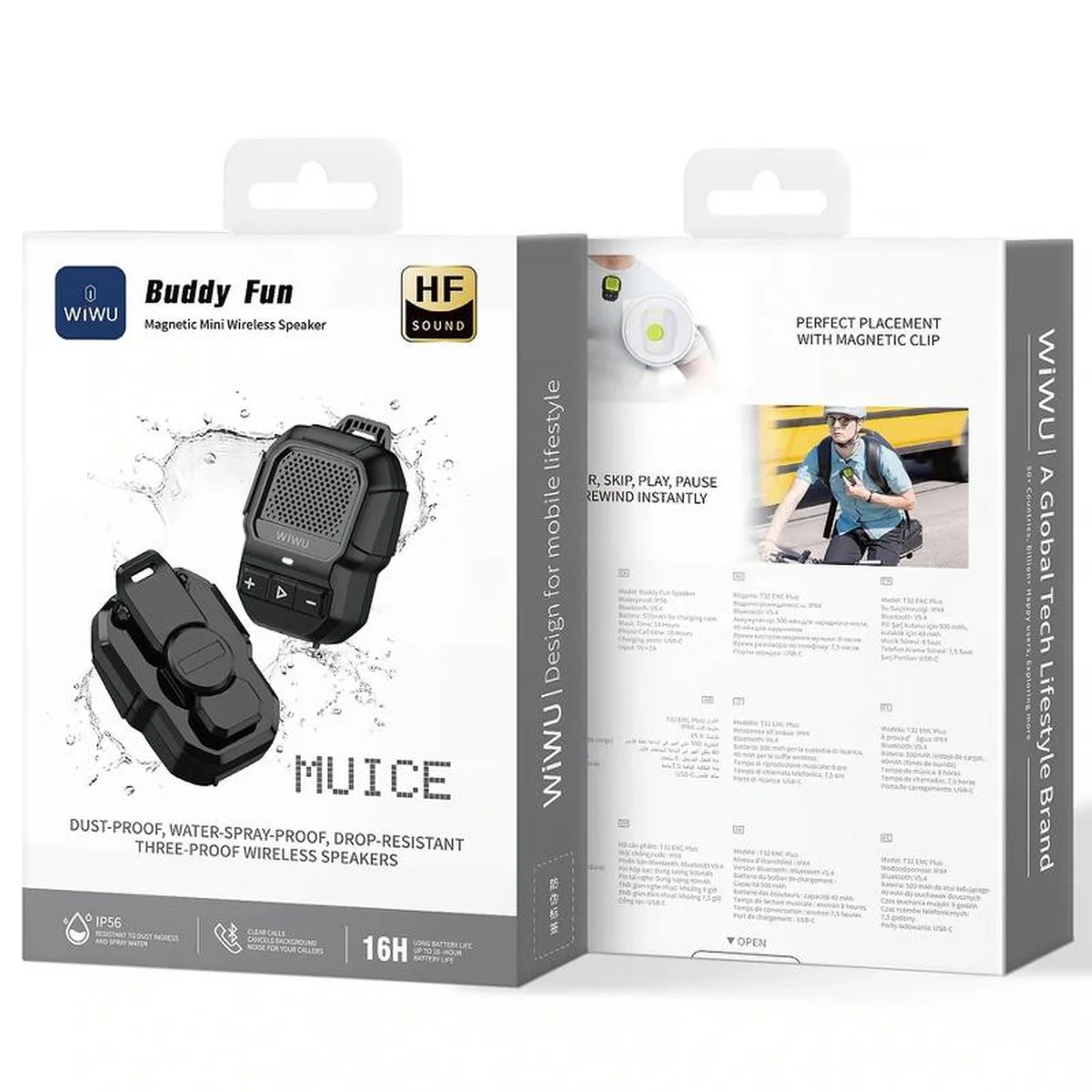 Bluetooth Колонка WiWU SPK-001 Buddy Fun with Magnetic Clip Black