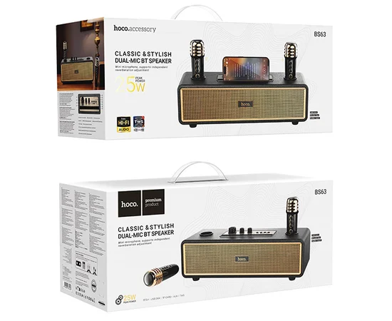 Bluetooth Колонка Hoco BS63 Graceful + два мікрофони Black