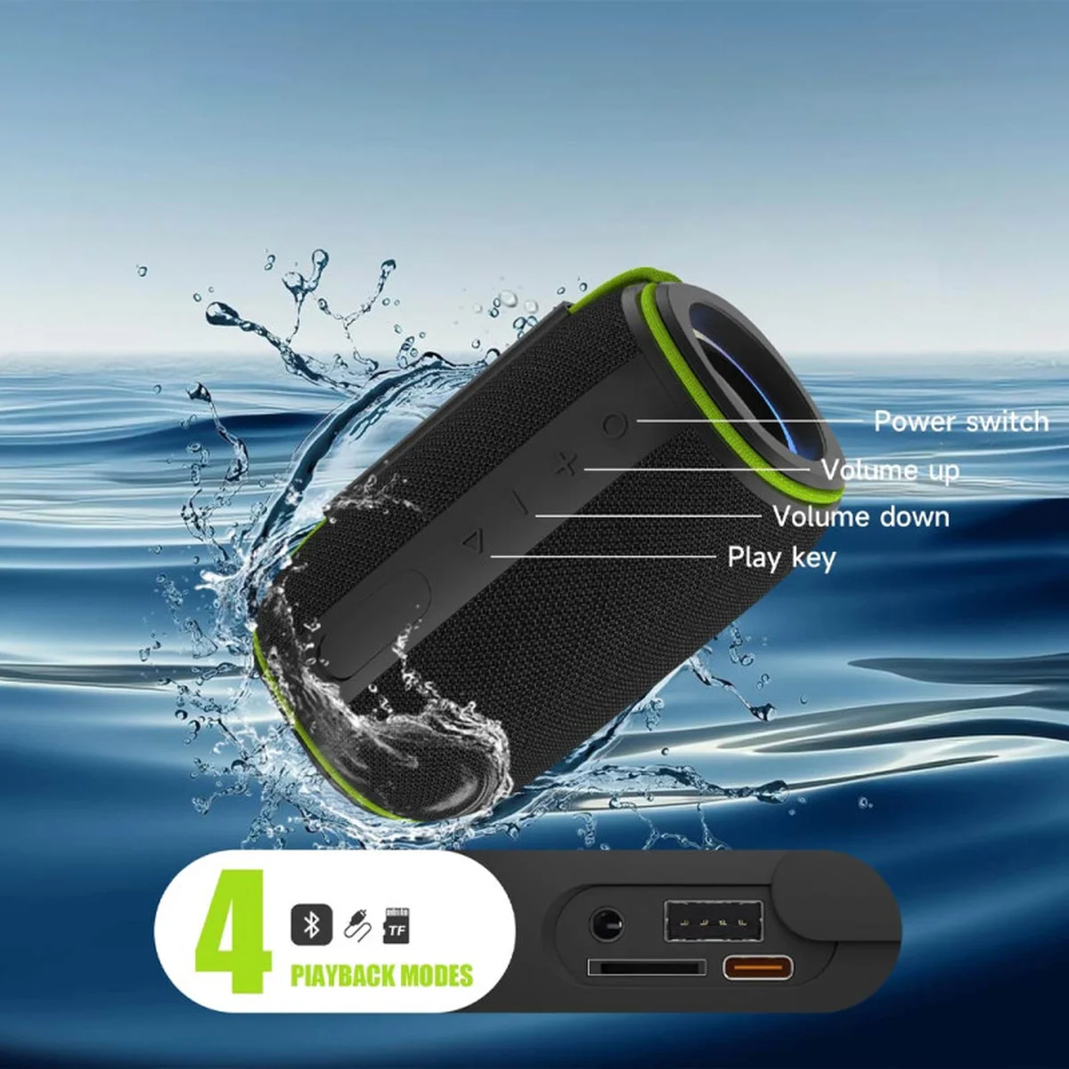 Bluetooth Колонка WIWU H5 Thunder Wireless Portable Speaker Black