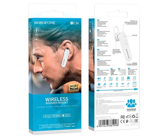 Bluetooth Гарнитура Borofone BC36 Lucky Белый