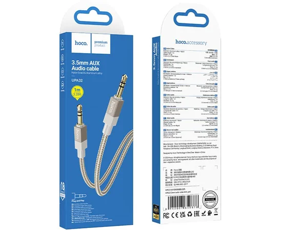 Аудио кабель Aux Hoco UPA32 Clever (1m) Gold